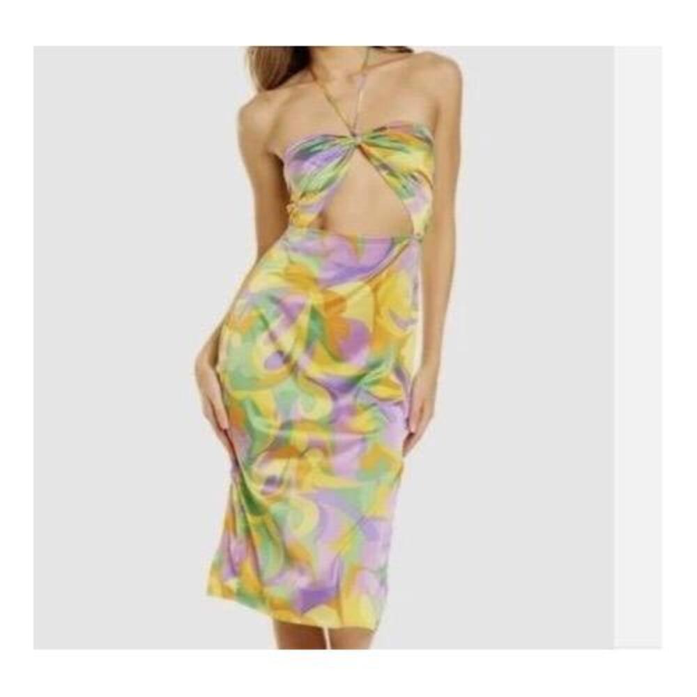 Danielle Bernstein We Wore What Multicolor Cutout Halter Knee-length Dress Small